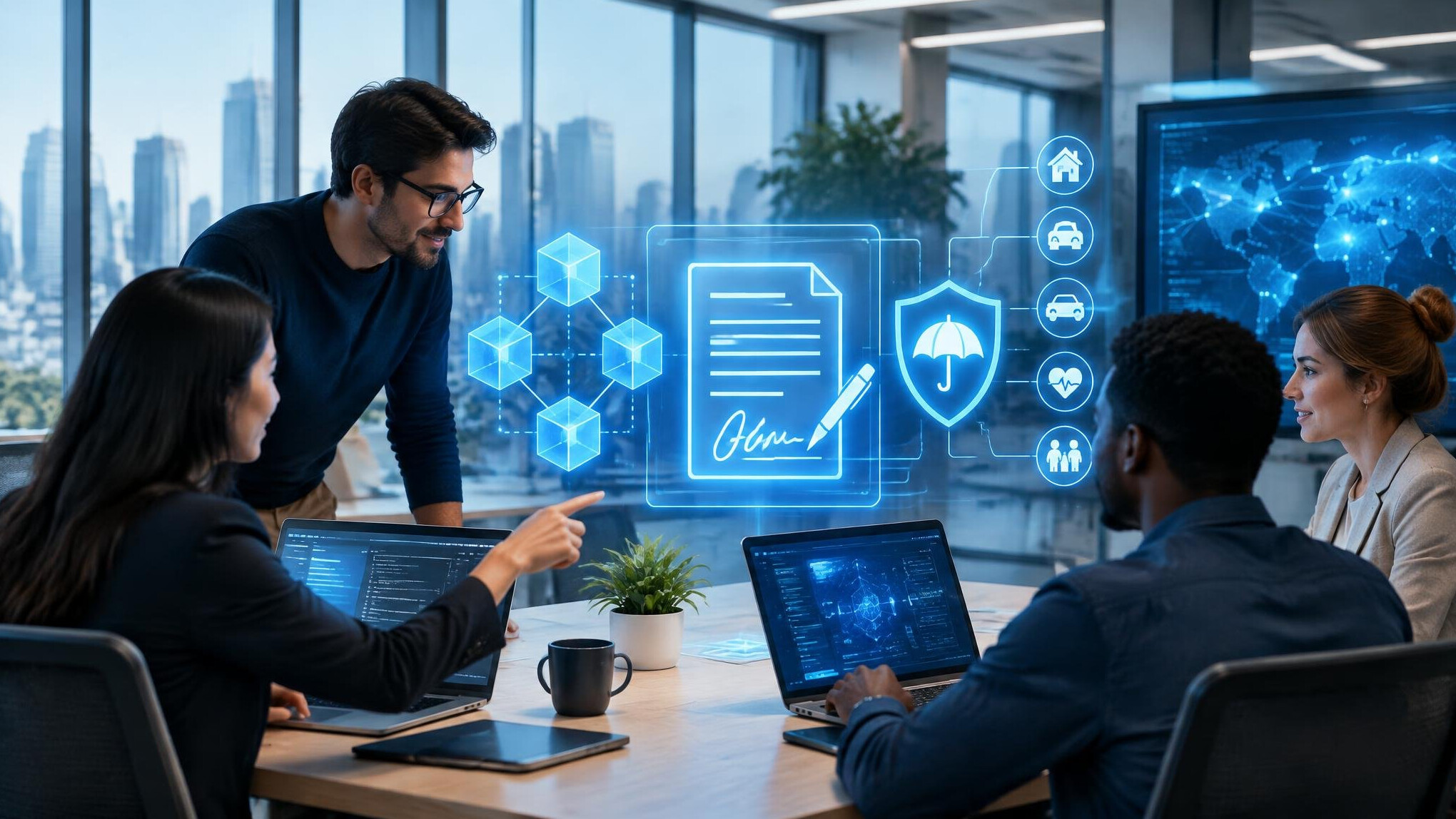 blockchain insurance concept